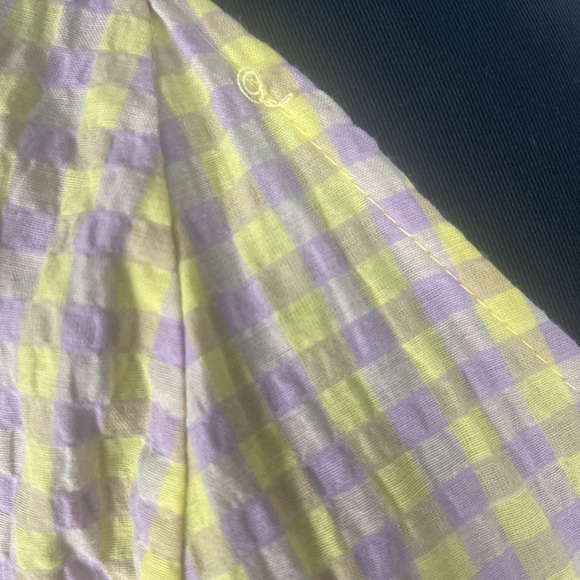 Topshop Seersucker Check Wrap Dress in Lime and Lilac-Multi size 6 - Picture 6 of 10